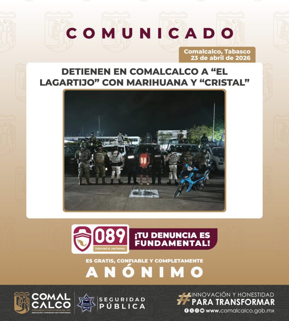 Cae “El Lagartijo” con droga en Comalcalco