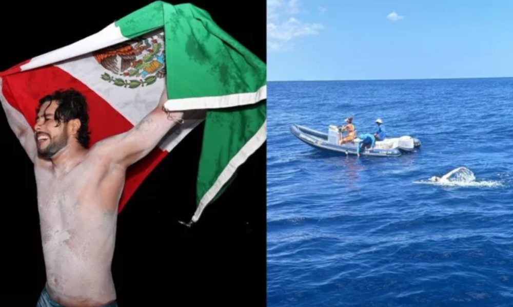David Olvera rompe récord nadando 85 kilómetros entre Cozumel y Cancún