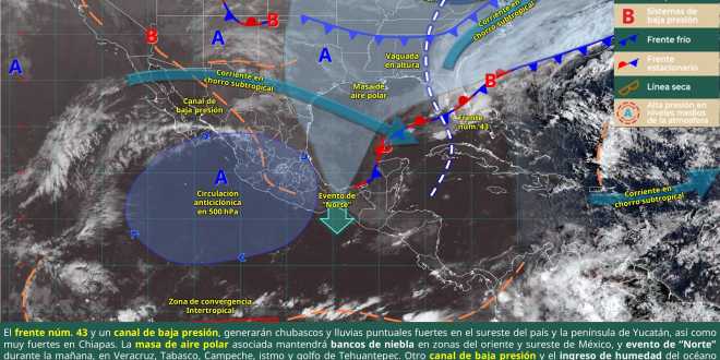 Se prevén para hoy lluvias muy fuertes en Chiapas y fuertes en Oaxaca