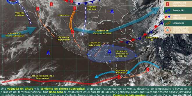 Se pronostican lluvias fuertes para regiones de 10 estados del país
