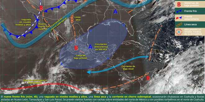 Se pronostican para este viernes lluvias fuertes en zonas de Chiapas y chubascos para Coahuila y Oaxaca