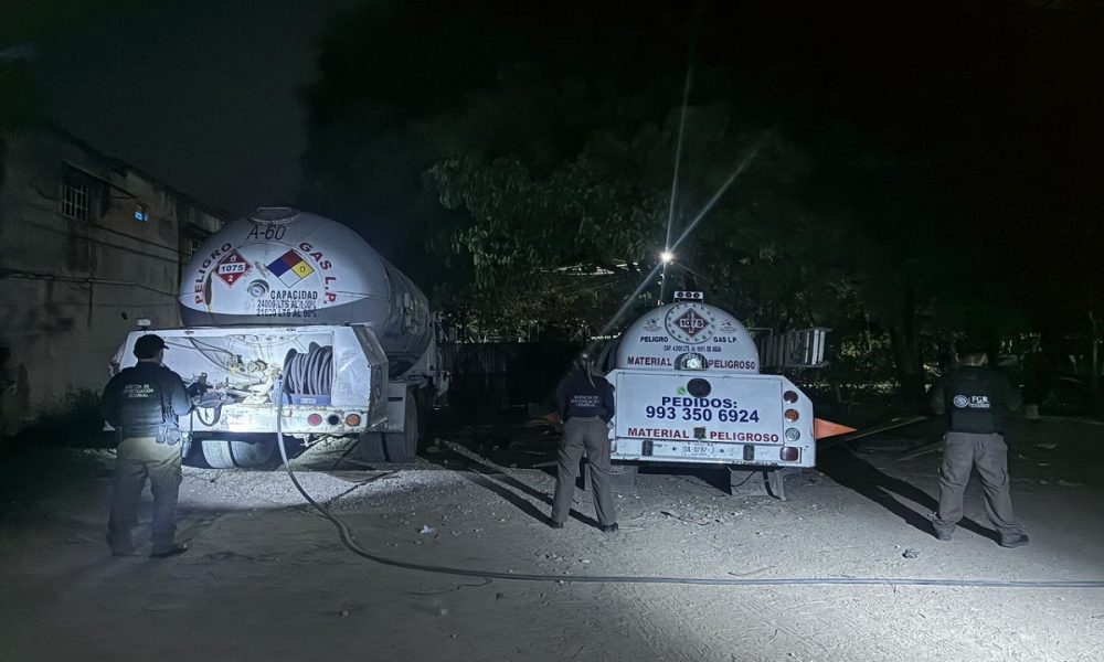 Aseguran presunto punto de venta ilegal de gas en Centro