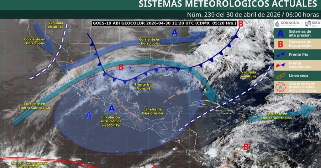 Pronóstico del tiempo México hoy 30 de abril: Lluvias fuertes y calor extremo