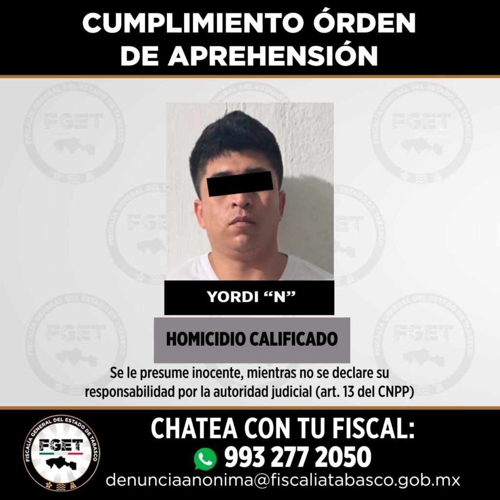 Cumplen orden de aprehensión por homicidio en Tabasco