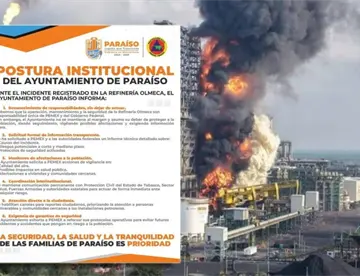 Pide Ayuntamiento de Paraíso a Pemex informe detallado sobre incendio en Refinería