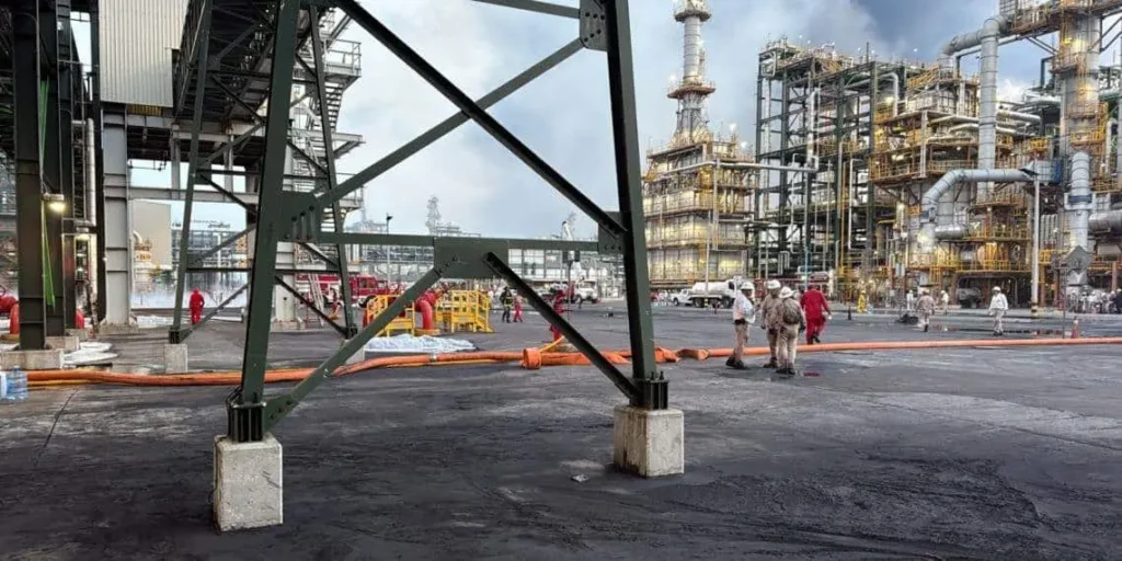 Controlan incendio en Refinería Olmeca