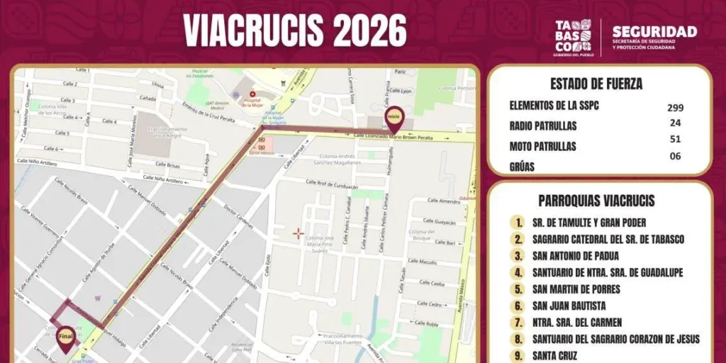 Cierre Temporal de Vialidades por Viacrucis en Tabasco