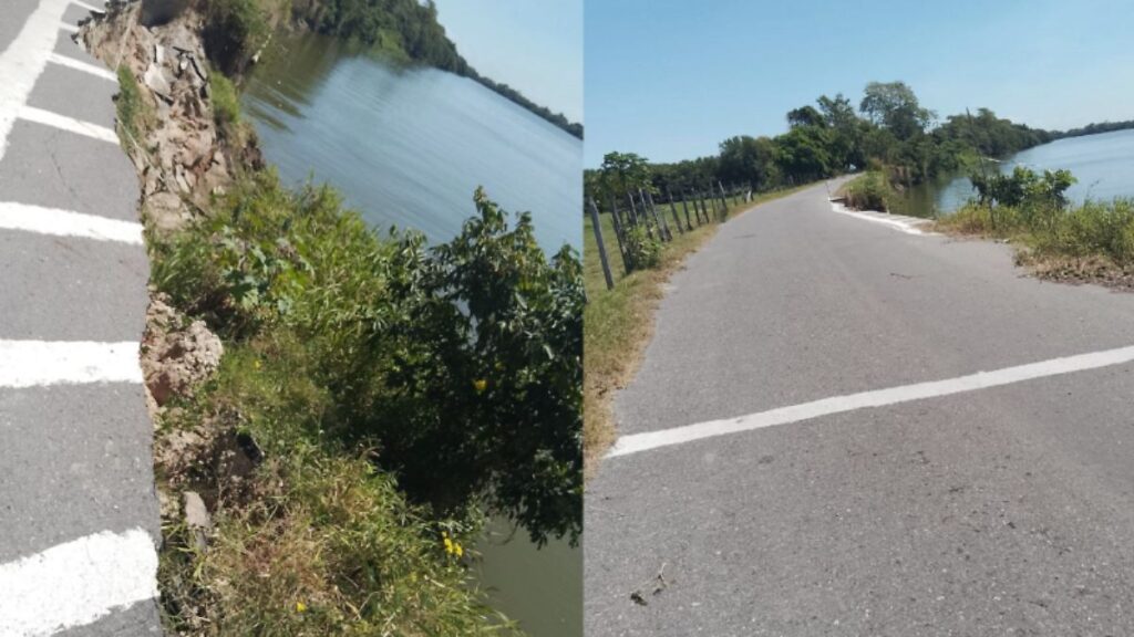 Deslave en carretera de Acachapan pone en peligro a automovilistas y peatones.