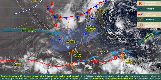 Se esperan lluvias muy fuertes en Nuevo León, Tamaulipas, Oaxaca y Chiapas
