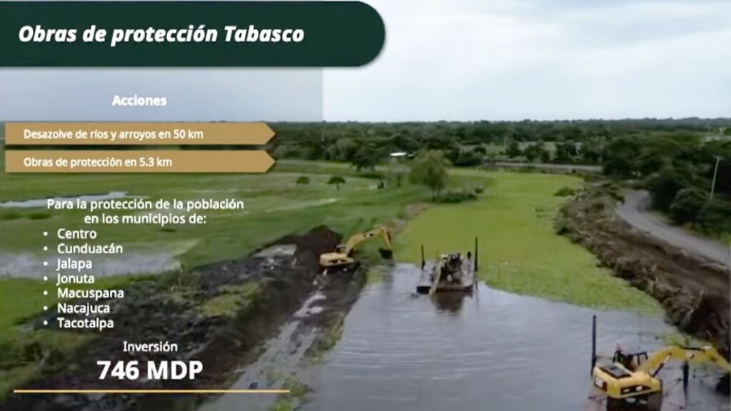 Tabasco recibe 746 millones para obras contra inundaciones en ríos y arroyos