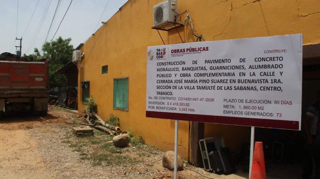 Tamulté recibe nuevas obras de pavimentación y banquetas