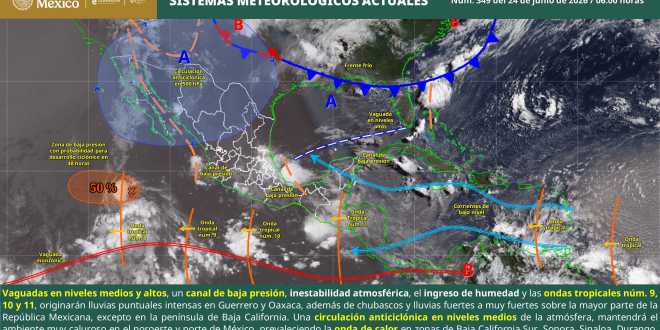 Se pronostican lluvias de muy fuertes a intensas en estas zonas