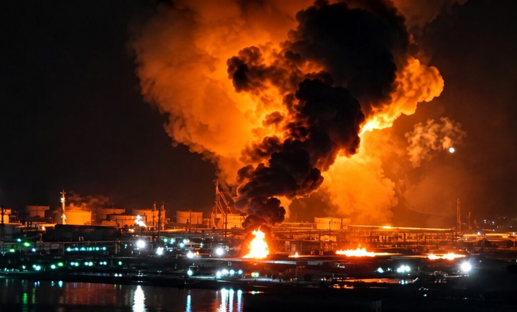 Fuga ocasiona incendio en la refinería de Salina Cruz, Oaxaca