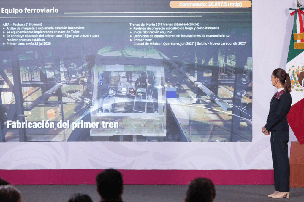 Vamos muy adelantados en construcción de trenes, el objetivo es inaugurar CDMX-Pachuca y CDMX-Querétaro en 2027: Claudia Sheinbaum
