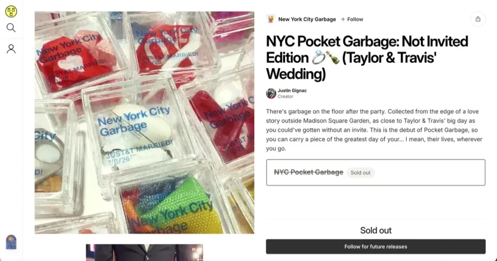 Basura de la boda de Taylor Swift se vuelve objeto de colección y se agota en internet