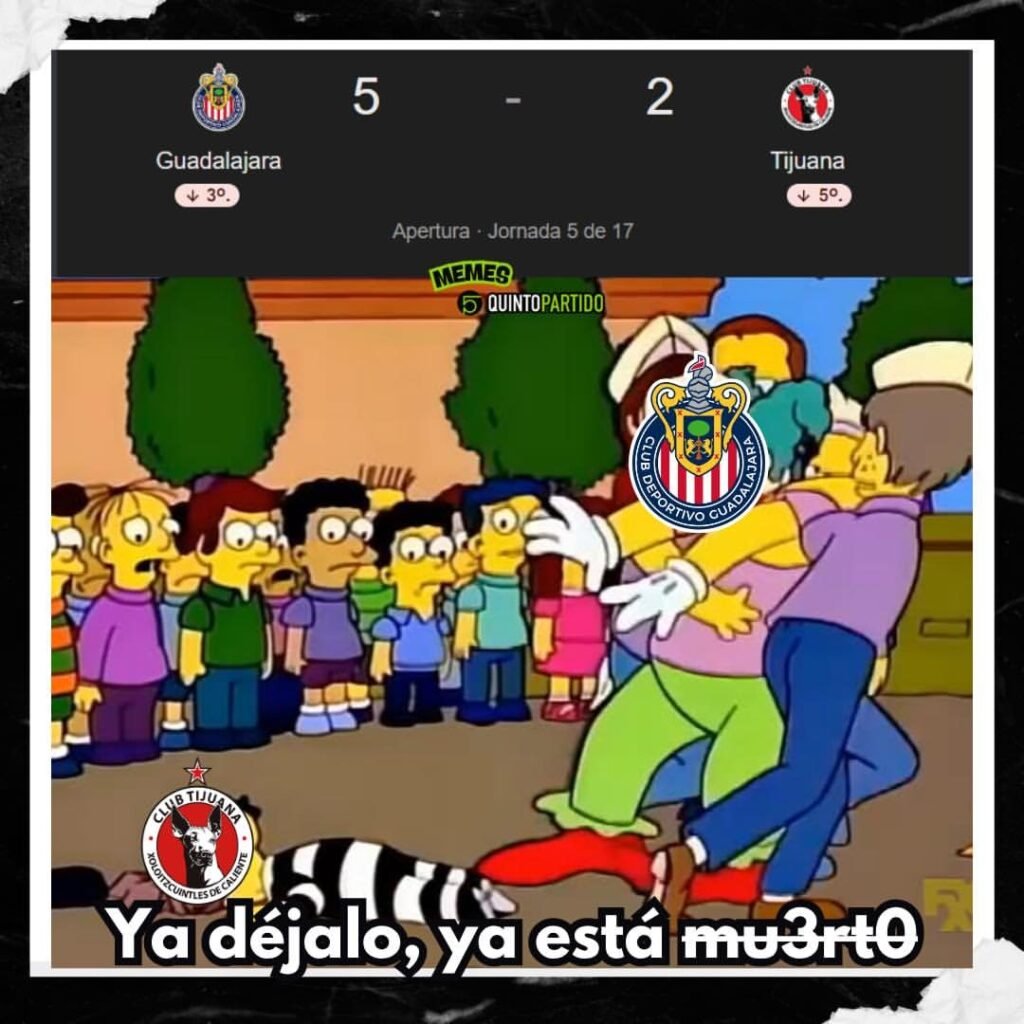 Chivas arrolla a Tijuana con feria de goles y desata ola de memes en redes sociales