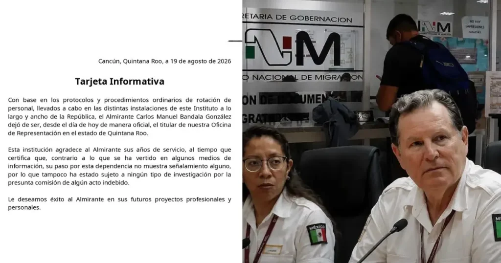 INM confirma salida de Carlos Manuel Bandala como titular en Quintana Roo